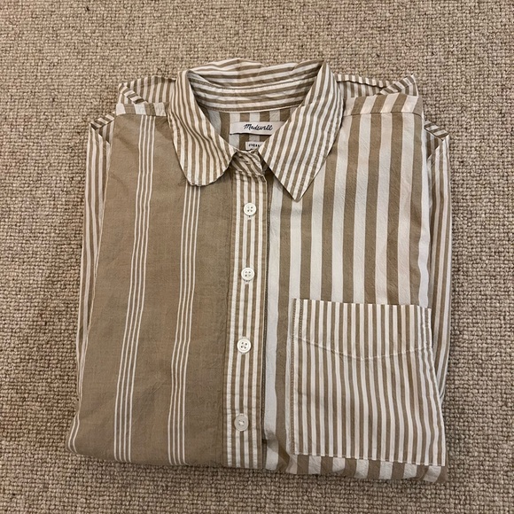 Madewell Women’s Modular Oversized Button-Up Shirt in Mixed Stripe - Picture 6 of 6